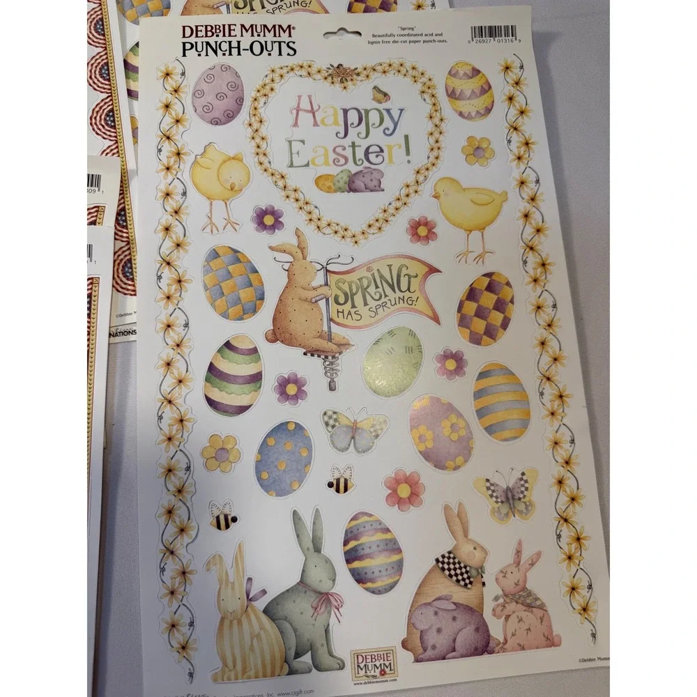 Debbie Mumm Punch-Outs Americana Easter Scrapbook Die Cut Paper 6 Sheets New